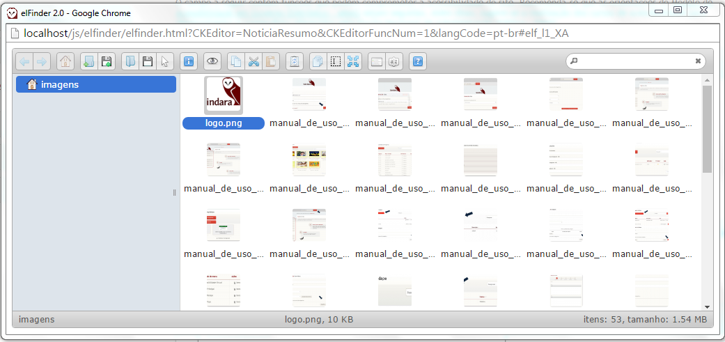 Banco de imagens do editor