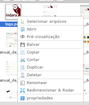 Funcionalidades e opções relacionadas à imagens