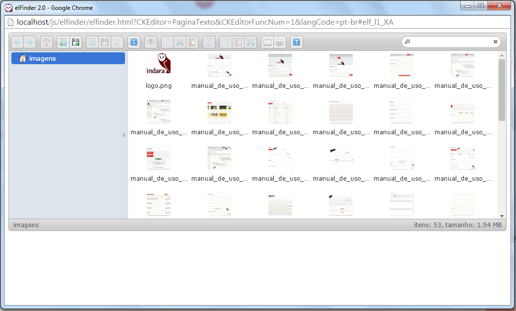 Selecionando imagem no editor ampliado do Suindara