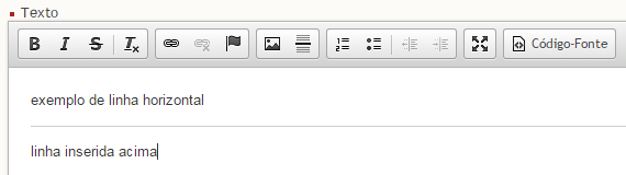 Linha inserida no texto